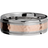 Lashbrook Rose & White Cobalt Chrome 7.5mm Men's Wedding Band - CC7.5FGEW2UMIL13_14KR+HAMMER_POLISH photo3