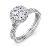 Uneek Round Diamond Halo Engagement Ring with Pave Double Shank - LVS924-7.5RD photo