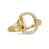 Doves Equestrian 18k Yellow Gold Diamond Ring - R9733 photo