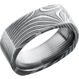 Lashbrook Black & White Damascus Steel 8mm Men's Wedding Band - D8FSQFLATTWIST+POLISH photo