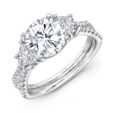 Uneek Round-Center Classic Three-Stone Engagement Ring with Pave Silhouette Double Shank - LVS1016RD-8.2MM photo