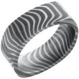 Lashbrook Black & White Damascus Steel 8mm Men's Wedding Band - D8SQFTIGER+ACID photo