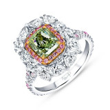 Uneek Signature Halo Fancy Intense Green Diamond Diamond Engagement Ring - R074 photo