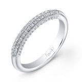 Uneek Diamond Wedding Band with Four-Sided Micropave Upper Shank and Milgrain Edging - UWB021 photo