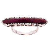 Meira T 14k White Gold Ruby and Diamond Bar Ring photo