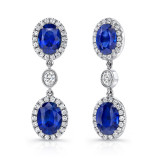 Uneek Oval Blue Sapphire Earrings with Oval Diamond Accents - LVE687OV photo
