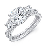 Uneek Round Diamond Three-Stone Engagement Ring with Pave Silhouette Double Shank - LVS1023RD-8.2RD photo