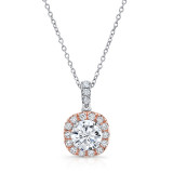 Uneek Round Diamond Pendant with Dainty Cushion-Shaped Halo - LVN898WR-5.0RD photo