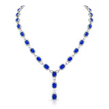 Uneek Cushion-Cut Blue Sapphire Y Necklace - LVN529CUBS photo