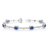 Uneek Oval Sapphire Bracelet with Round Bezel Diamond Stations - LBR190OV photo