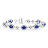 Uneek Oval Sapphire Bracelet with Channel-Set Diamonds in Elegant Rhomboid Links - LBR193OV photo