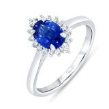 Uneek Blue Sapphire Halo Diamond Engagement Ring - R2003BSU-100 photo