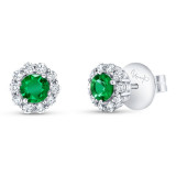 Uneek Round Emerald Diamond Earrings - LVE2077ERI photo