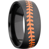 Lashbrook Black Zirconium 8mm Men's Wedding Band - Z8DBASEBALLA+ORANGE_BEAD photo2