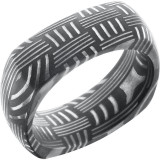 Lashbrook Black & White Damascus Steel 8mm Men's Wedding Band - D8DSQBASKET+ACID photo