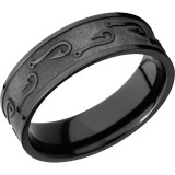 Lashbrook Black Zirconium 7mm Men's Wedding Band - Z7FFISHHOOKS2+BEAD_POLISH photo