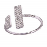 Meira T 14k White Gold Pave Diamond Open Rectangle Ring photo