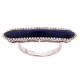 Meira T 14k White Gold Blue Sapphire White Gold Bar Ring photo