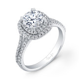 Uneek Round Diamond Engagement Ring with Dreamy Cushion-Shaped Double Halo and Split Upper Shank - USM022DCU-6.0RD photo