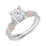 Uneek Round Diamond Engagement Ring with Pave Silhouette Double Shank and Shoulder Accents - LVS965BWR-6.5RD photo