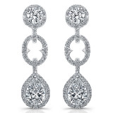 Uneek Round and Pear-Shaped Diamond Dangle Earrings with Halos - LVE260 photo