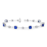 Uneek Cushion-Cut Sapphire Bracelet with Round Diamond Accents - LBR191CU photo