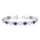 Uneek Oval Sapphire Bracelet with Diamond Halos - LBR189OV photo