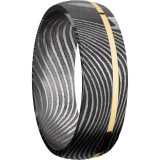 Lashbrook Black White & Yellow Damascus Steel 7mm Men's Wedding Band - D7D11OCFLATTWIST_14KY+ACID photo2