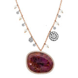 Meira T Two Tone 14k Gold Rough Ruby and Diamond Necklace photo