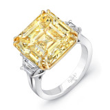 Uneek Asscher Fancy Yellow Diamond Engagement Ring - LVS947 photo