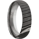 Lashbrook Black & White Damascus Steel 6mm Men's Wedding Band - D6D+ACID photo2