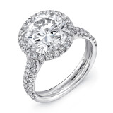Uneek 3-Carat Round Diamond Engagement Ring with Pave Double Shank - LVS941 photo