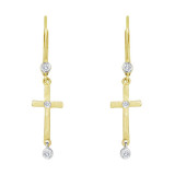 Meira T 14k Yellow Gold and Diamonds Cross Earrings photo