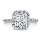 Uneek Classic Radiant-Cut Diamond Halo Pave Engagement Ring - LVS787RAD photo