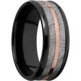 Lashbrook Black & Rose Zirconium Meteorite 8mm Men's Wedding Band - Z8B15(NS)_METEORITE11_14KR+SATIN_POLISH photo2