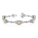 Uneek Contemporary Princess-Cut Yellow Diamond Bracelet with Geometric-Motif Links - LBR173 photo