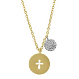 Meira T Yellow Gold Cross Disc Necklace photo