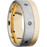 Lashbrook 18k Yellow Gold Meteorite Men's Wedding Band - 18KY8F15OCE_METEORITEBLKDIA7X.04F+BEAD photo2