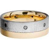 Lashbrook 18k Yellow Gold Meteorite Men's Wedding Band - 18KY8F15OCE_METEORITEBLKDIA7X.04F+BEAD photo3