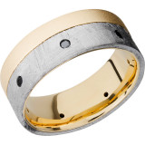 Lashbrook 18k Yellow Gold Meteorite Men's Wedding Band - 18KY8F15OCE_METEORITEBLKDIA7X.04F+BEAD photo