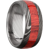 Lashbrook Black & White Damascus Steel Hardwood 9mm Men's Wedding Band - D9D14_REDHEART+ACID photo2