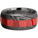 Lashbrook Black & White Damascus Steel Hardwood 9mm Men's Wedding Band - D9D14_REDHEART+ACID photo3