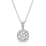 Uneek Round Diamond Pendant with Dainty Cushion-Shaped Halo - LVN898W-5.0RD photo