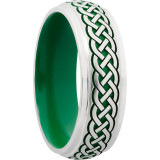 Lashbrook Cobalt Chrome 7mm Men's Wedding Band - CC7DGE_LCVCELTIC9+ANGLE+SATIN_POLISH+GREENINANDOUT photo2