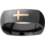 Lashbrook Black & Yellow Zirconium 7mm Men's Wedding Band - Z7DSQ2CROSS_14KY+SATIN photo2