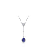 Uneek Oval Blue Sapphire Y Pendant Necklace with Accent Round Diamonds - LVN692OVBS photo