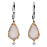 Meira T Two Tone 14k Gold Diamond Druzy Drop Earrings photo