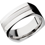 Lashbrook Cobalt Chrome 8mm Men's Wedding Band - CC8FSQ2.5+BEAD_POLISH photo