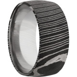 Lashbrook Black & White Damascus Steel 10mm Men's Wedding Band - D10D+ACID photo2