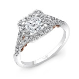 Uneek Cancelli Cushion Diamond Halo Engagement Ring with Pave Split Shank - A104CUWR-5.5CU photo